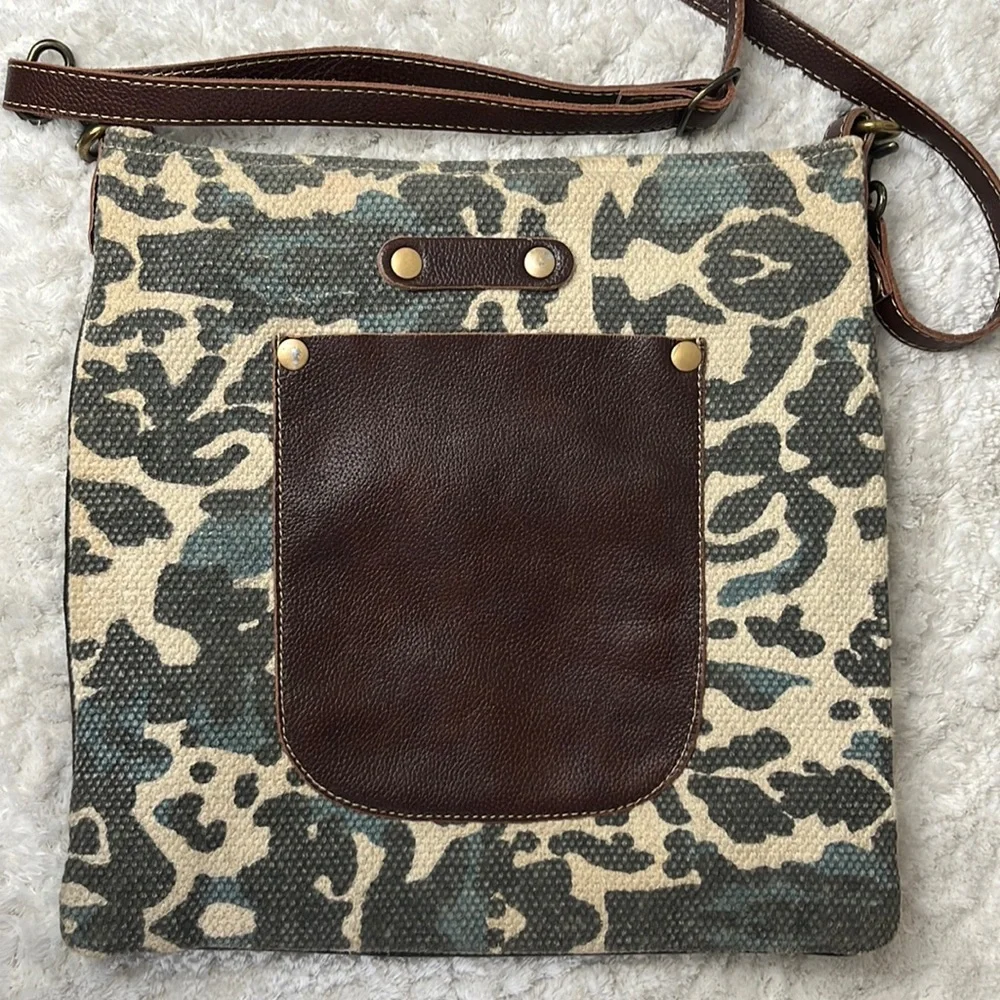Myra Bag Upcycled Canvas And Leather Crossbody Bag